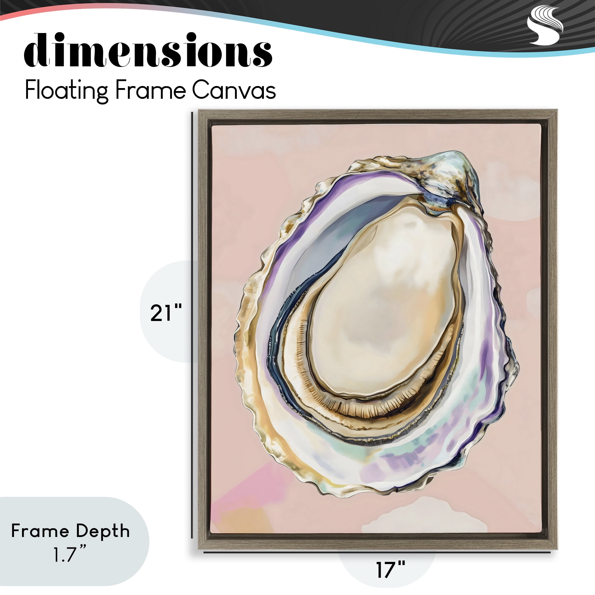 Stupell Industries Pink Oyster Shell Elegance Brown Framed Floater Canvas Wall Art, design by The Prints Vibe