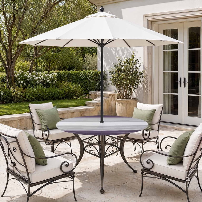 54 round patio table cover with umbrella hole Outdoor Tablecloth and Zipper Floral Outdoor Tablecloths Inch Waterproof Outside Cloths Black White Table Cloth for Outdoor Tables Picnic BBQS Garden Elevate your outdoor dining experience with our Outdoor Stainless Steel Round Dining Table Phi Villa 54" Knitted Pattern