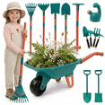 thumbnail image 5 of Ejoyoyin Garden Tools for Kids, Todderls Wheelbarrow Outdoor Toys for Boys Girls Ages 4 8, Kids Shovel Rake Gardening Pretend Play Set, 5 of 8