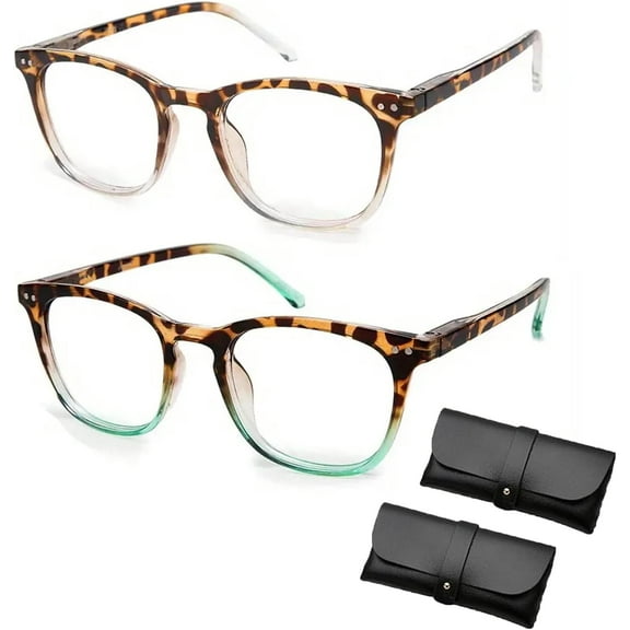2PCS Protectivemethod Glasses - Women's Sexy Leopard Print Reading Glasses, Anti Blue Light Reading Glasses Women