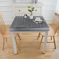 thumbnail image 3 of HAOXIT Square Fitted Tablecloth, Grey Elasticized Polyester Table Cover,Technology Structure with Wavy Stripe and Checkered Motif Print Fitted Table Cloth, Fits Square Tables, for Dining 54''x54'', 3 of 7