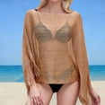 thumbnail image 2 of ZQUUVOU Women's Beach Cover Up Sheer Mesh Fringe Lightweight Shrug Summer Trendy Batwing Sleeve Boho Poncho Tops Khaki, 2 of 5
