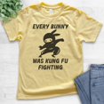thumbnail image 2 of Kids Every Bunny Was Fung Fu Fighting Shirt, Youth Kids Boy Girl T-Shirt, Easter Rabbit Bunny Shirt, Ninja Shirt, Yellow, Large, 2 of 4