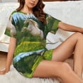 thumbnail image 4 of Disketp Horse Rearing Up In The Field for 2 Piece Shorts Sleepwear Women's Short-Sleeved Pajama Set Round Neck Pjs-Large, 4 of 6