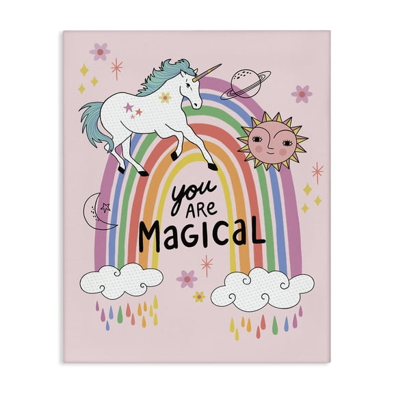 Stupell Industries Contemporary You Are Magical Unicorn Rainbow Canvas Art, 16 x 20, by Nina Seven