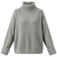 thumbnail image 7 of LUVDA Women's Chunky Ribbed Sweaters Long Sleeve Pullover Turtleneck Loose for Winter, 7 of 7