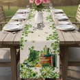 thumbnail image 4 of St. Patrick's Day Table Runner - 70 Inch Long Lucky Shamrocks Boots Green Leaves Retro Cotton and Linen Blended Dress Scarves Farmhouse Table Runner for Kitchen Dining, Coffee Table, 13" x 70", 4 of 8