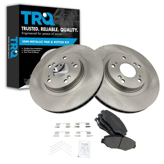 TRQ Front Brake Pad & Rotor Kit Brake Pads Brake Rotor Semi-Metallic Fits Select 2005-2006 Honda CR-V