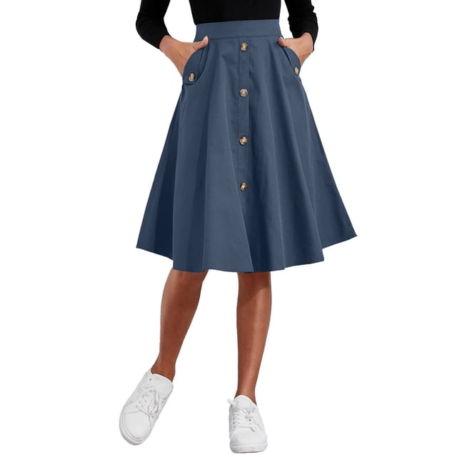 Gibobby faldas cargo largas con bolsillos para mujer, informales, holgadas, con bolsillos(Azul, S)