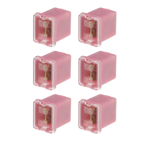 Unique Bargains 6 Pcs Mini Box Shaped Fuse 30 Amps Universal for Pickup Truck Cars SUV Durable Plastic Metal Pink