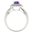 thumbnail image 4 of Clara Pucci 14K White Gold Solid Gold Amethyst Halo Anniversary Ring for Women - 1.3125 cttw Round Cut, 4 of 8