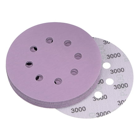 

10 Pack 5-Inch Purple Sanding Discs 3000 Grits 8 Hole Hook & Loop Professional Aluminum Oxide Sandpaper