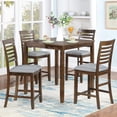 thumbnail image 2 of SESSLIFE 5 Piece Counter Height Dining Room Set, Includes Table & 4 Upholstered Chairs, Walnut, 2 of 11