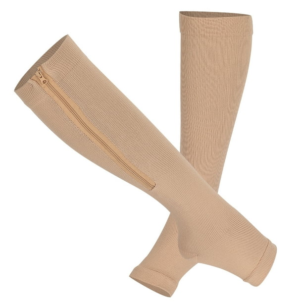 Calcetines de compresión, Calcetines de Rodilla de compresión con cremallera con absorción de humedad para mujeres para hombres para correr