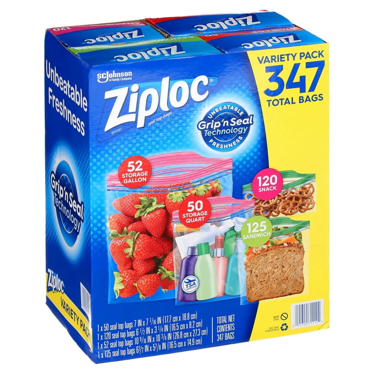 Ziploc Double Zipper Bag, Variety Pack, 347-count9