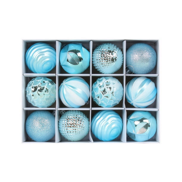 Injueey Juego de bolas de Navidad brillantes con acabado mate esmerilado que ofrecen una excelente resistencia a las roturas Kits de decoración para fiestas estilo azul