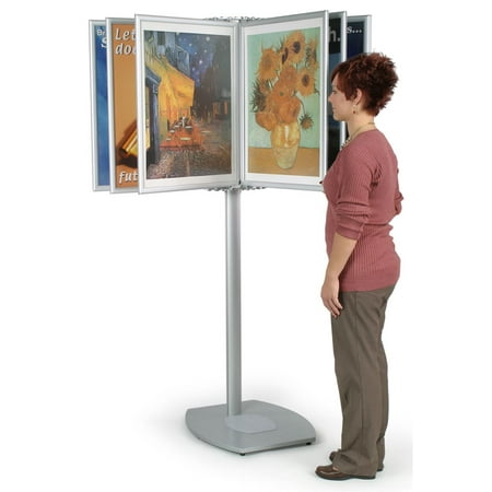 Brushed Aluminum Finish Panel Display System For Displaying (20) 22 x 28-Inch Posters, 21 x 72 x 26-1/2-Inch, 130-degree Viewing Angle, Double-sided Display, Free-standing Fixture (Best Way To Display Posters)