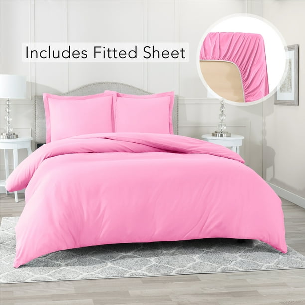 King Size Duvet Cover With 1 Fitted, Light Pink King Size Bedding
