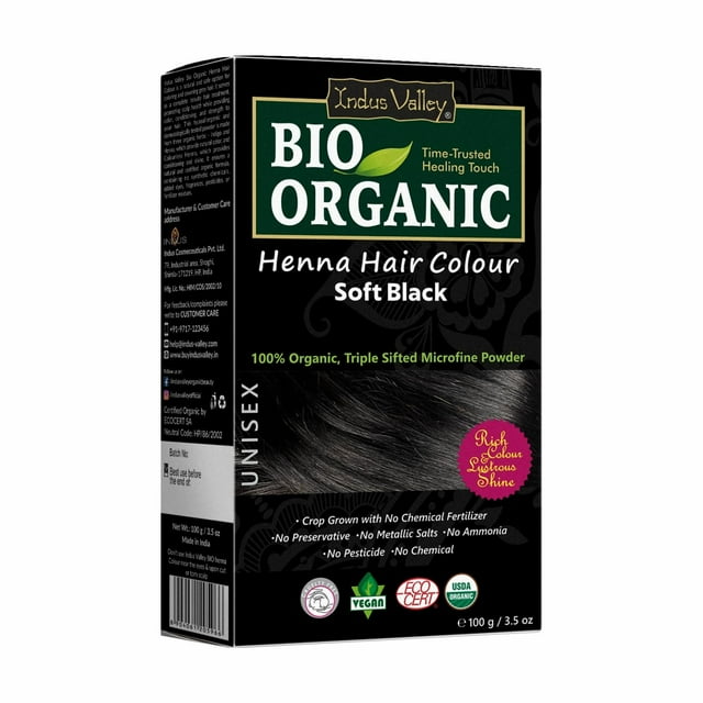 Indus Valley Kit de color de cabello de henna orgánica para mujeres - Sin químicos, de canas, polvo de henna negro suave y natural - Tinte para el cabello a base de hierbas veganas impregnado con