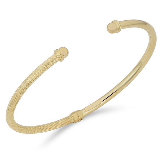 KoolJewelry 14k Yellow Gold 3mm Hinged Bangle Bracelet (fits 7.5 inch)