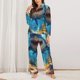 thumbnail image 2 of Balery Colorful Underwater Shark Conjunto de Pijama con Estampado para Mujer, Conjunto de Dos Piezas con Manga Larga, Ropa de Dormir Suave con Bolsillos, Pijamas Cómodos-X-Large, 2 of 7