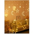 thumbnail image 7 of Decorative Starry String Curtain Lights,  Remote Control AA Battery/USB Powered Moons and Stars LED Window Light for Home Party Indoor Outdoor Decoration (Warm White), 7 of 7