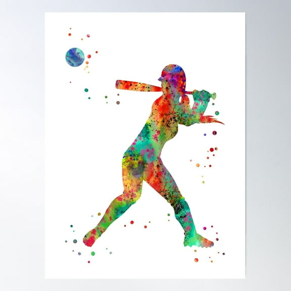 Girl Softball Player Poster Wall Art, Modern Wall Decor For Living Room Bedroom, 8x12 UNFRAMED