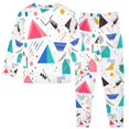 thumbnail image 2 of FORMRS Long Sleeve Top and Pants Pajama Set for Niños 2-Piece Sleepwear, Sizes 18M-8Y, Green Retro Triangles, 2 of 6