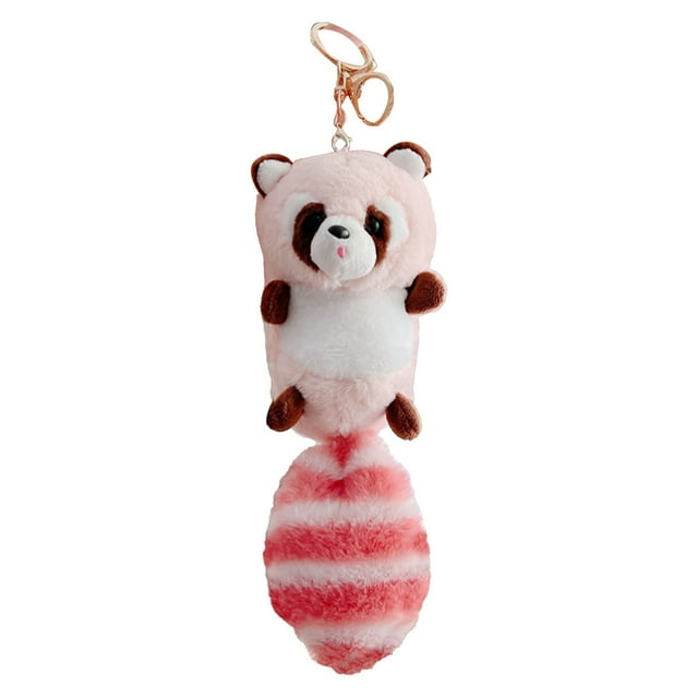 Less Than 5 Hangs Abaodam Raccoon Keychains Plush Stuffed Keychain Cute Soft Plush Raccoon Keychain Animal Pendant Toy Jewelry for Bag Purse
