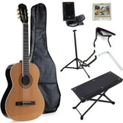 ADM Full Size Classical Guitar Nylon-String with Gig Bag, E-tuner, footstool, Stand, Capo, Student Beginner Guitar Kit