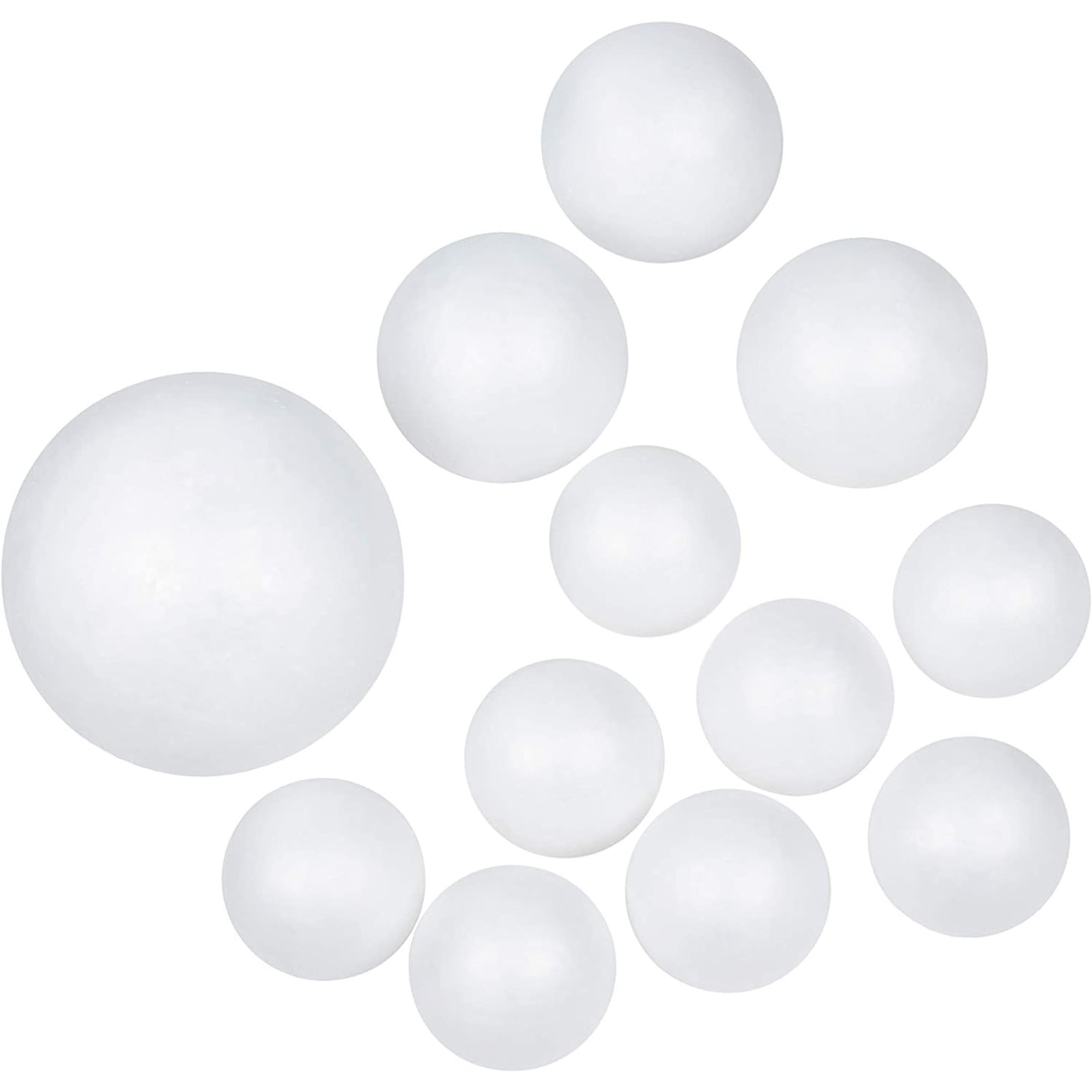 CCINEE 100PCS White Foam Ball,Assorted Size Round Styrofoam Craft Ball for Solar System Floral Arrangement School Project Supply