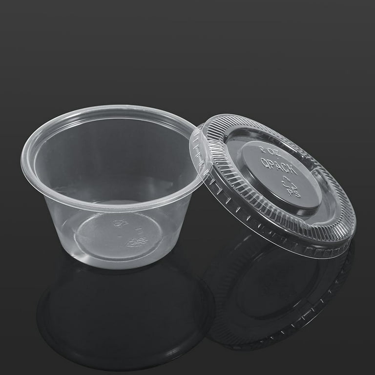 Mgaxyff Disposable Sauce Cup, Clear Sauce Cup,4 Sizes 50Pcs Disposable  Plastic Clear Sauce Chutney Cups Boxes With Lid Food Takeaway Hot