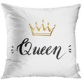 thumbnail image 1 of EREHome Brush Hand Lettering with Word Queen Gold Crown Decorating of in and White Sketch Message Throw Pillowcase Cover Cushion Case Home Decor 16x16 inch, 1 of 1