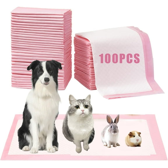 DEIKAL Pet Toilet Training Pads 100Count Disposable Puppy Pee Pads 18" x 13" for Dogs, Ultra Absorbent|Quick Dry|Leak-Proof Pet Potty Pads for Dog, Cat, Rabbits and Guinea Pigs (Pink)