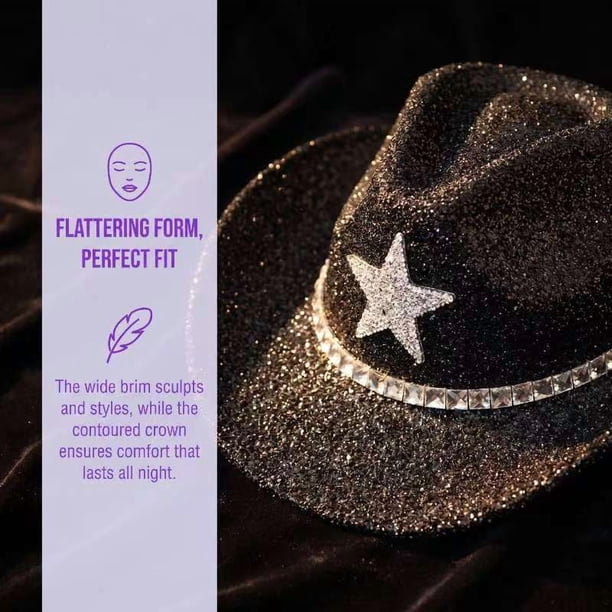 Bling Rhinestone Cowgirl Hat Wide Brim Western Disco Party FUZHIQ Unisex Glitter Rhinestone Star Western Cowboy Cowgirl  main image 4