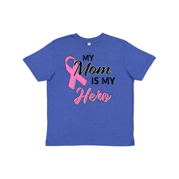 Inktastic My Mom is My Hero- Breast Cancer Awareness Youth T-Shirt