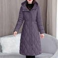 thumbnail image 2 of Miluxas Women Lightweight Cotton Padded Jackets Women's Long Sleeve Mid-Length Zipper Warm Loose Parkas Coat Purple XL(XL), 2 of 9