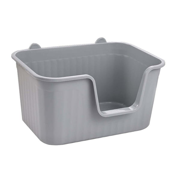 Caja de arena para gatos, bandeja de arena para mascotas con tapa abierta, suministros portátiles antisalpicaduras para todo tipo de arena para gatos, Gris L