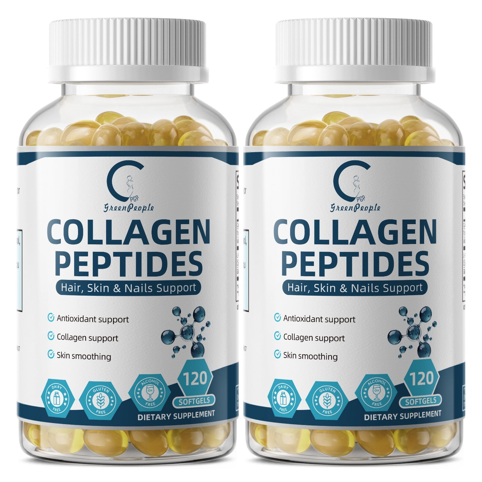 GPGP GREENPEOPLE Collagen Peptides Softgels with Vitamin C & Antioxidant Blend – Supports Skin Health & Radiance | Non-GMO & Gluten-Free | 240 Softgels