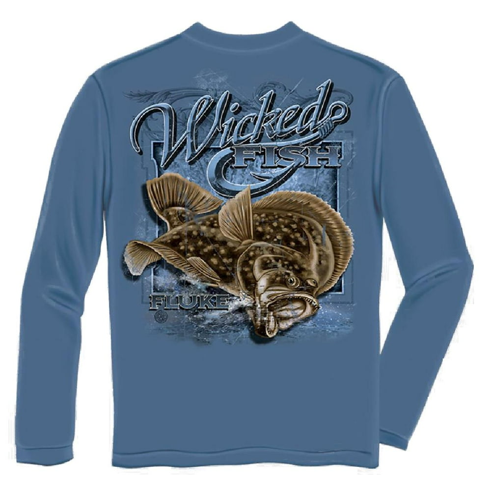 Erazor Bits Wicked Fish Fightin Fluke Long Sleeve Fishing Tshirt by