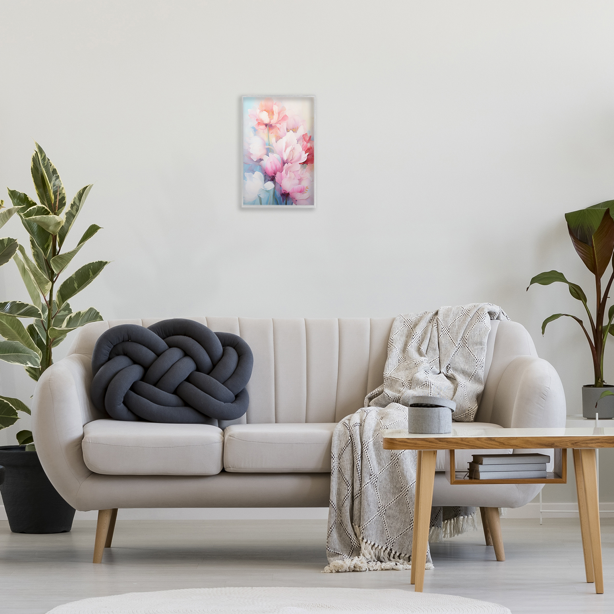 Stupell Industries Soft Tulip Blossoms Botanical & Floral Painting Gray Framed Art Print Wall Art, 12 x 18