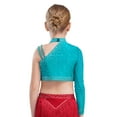 thumbnail image 5 of SiiRoh Girls 2-Piece Ballet Lyrical Dance Outfit Set Single Long Sleeve Crop Tops with Mesh Skirts Blue Green 6, 5 of 6