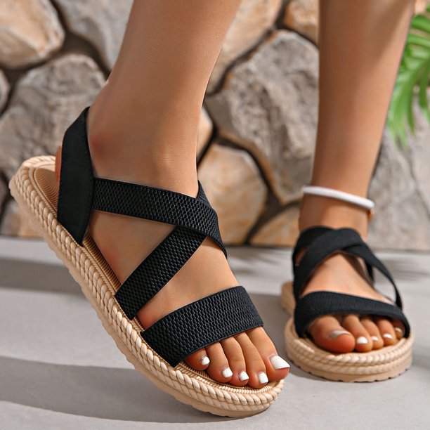 WILLBEST Sandalias De Plataforma Para Mujer, Sandalias Planas Casuales Para Mujer, Sandalias Florales, Sandalias Para Mujer, Zapatillas Para Mujer