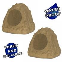 Theater Solutions 2R6S Outdoor Sandstone 6.5" Rock 2 Speaker Set for Deck Pool Spa Yard Garden