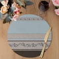 thumbnail image 3 of Aqua Floral Round 13 Inch Placemats Set of 4, Modern Farmhouse Leaves Brown Striped HeatResistant Non Slip Place Mats for Dining Table, Wipeable Braided Kitchen Table Mats for Housewarming, 3 of 9