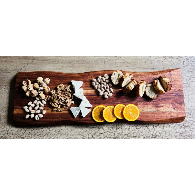 Mountain Woods, Large Brown Hand Crafted Live Edge Teak Cutting  Board/Serving Tray | Cheese Board | Chopping board | Charcuterie board |  Reversible