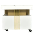 thumbnail image 4 of Harper & Bright Designs Coffee Table with Wheels and Storage Drawer, Faux Marble Top Rectangle Cocktail Table Luxury Center Table with Gold Metal Bars for Living Room, White, 4 of 15