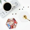 thumbnail image 5 of Pofeuu Gnomes Books Tea Cups Print Leather Coasters Set of 6, Round Cups Mugs Mat Pad for Home Kitchen Heat Resistant Drink Coasters,Hexagon, 5 of 7