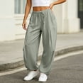 thumbnail image 2 of CHGBMOK Womens Linen Balloon Barrel Beach Pants Boho Harem Flowy Drawstring Casual Loose Pants with Pockets, 2 of 8