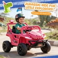 thumbnail image 4 of 12V Dinosaur Kids Ride On Car, 2 Seater Power Ride On Toy for Kids with Remote Control, Bluetooth, USB, 4 Wheel Suspension, Dinosaur Electric Toy Car for Boys and Girls Ages 2-4, Pink, 4 of 8